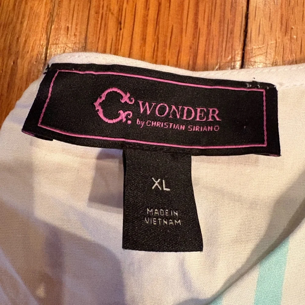 C. Wonder by Christian Siriano XL Striped Floral Puff Sleeve Dress - Picture 7 of 9